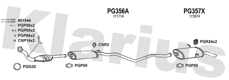Klarius PG356A - Box With Centre Pipe  - Fits Peugeot 405 2.0i