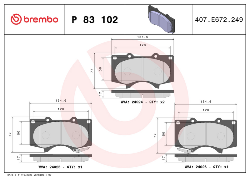 Brembo Brake Pad Set - P83102
