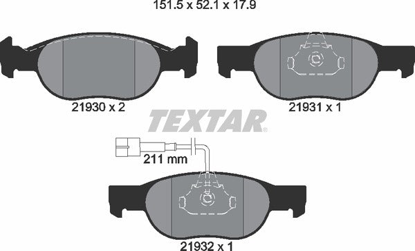 Textar Brake Pad Set - 2193002