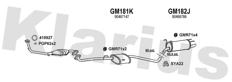 Klarius GM181K - Box With Centre Pipe  - Fits Opel Omega 2.2DTi