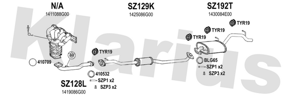 Klarius SZ128L - Centre Pipe  - Fits Suzuki Wagon R 1.3