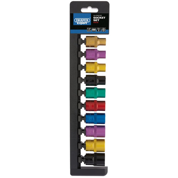 Metric Coloured Socket Set, 1/2" Sq Dr (10 Piece)