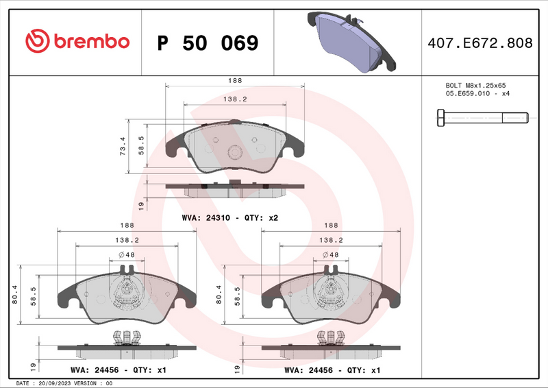 Brembo Brake Pad Set - P50069
