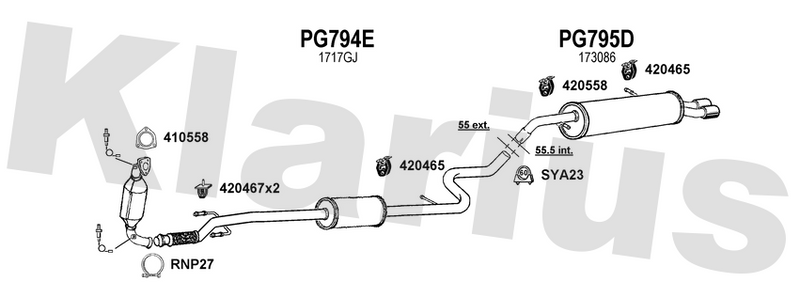 Klarius PG794E - Box With Centre Pipe  - Fits Peugeot 207 1.6i