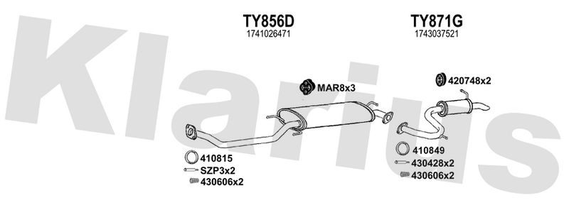 Klarius TY856D - Box With Centre Pipe  - Fits Toyota RAV4 2.0 D4-D