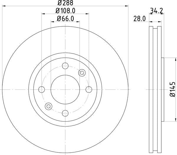 Mintex Brake Discs fits -Citroën V288:4 MDC1333 (also fits other vehicles)