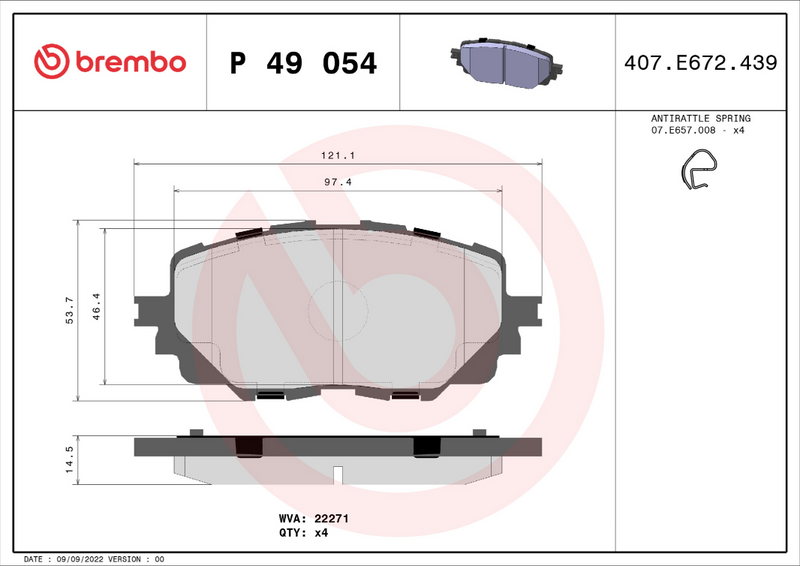 Brembo Brake Pad Set - P49054