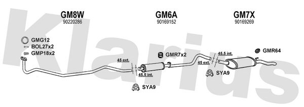 Klarius GM8W - Front Pipe  - Fits Opel Nova 1.2