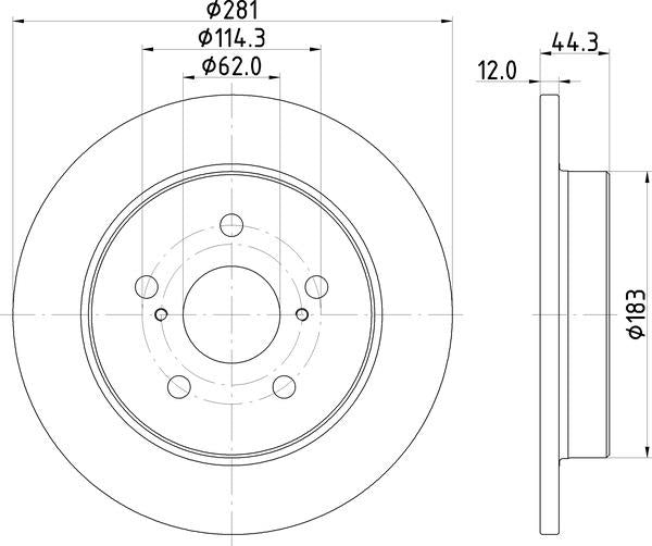Mintex Brake Discs fits -Lexus Toyota 262:5 MDC2912C (also fits other vehicles)