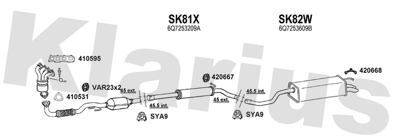 Klarius SK81X - Box With Centre Pipe  - Fits Skoda Roomster 1.2TSi