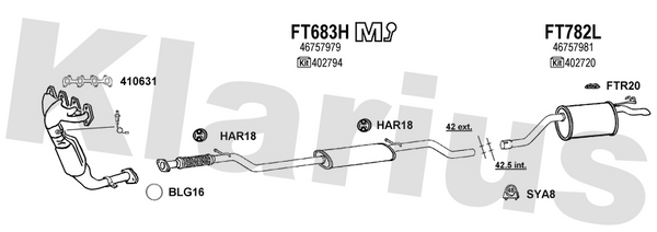 Klarius FT683H - Box With Centre Pipe  - Fits Fiat Punto 1.2i