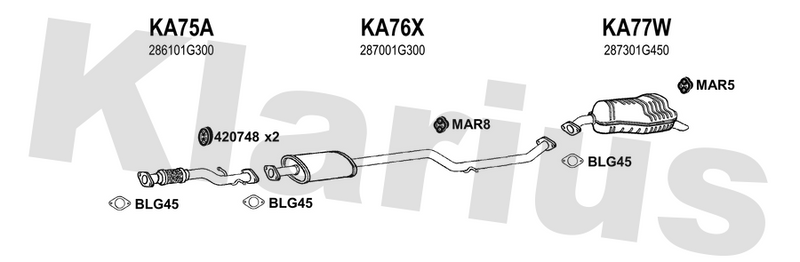 Klarius KA75A - Front Pipe  - Fits Kia Rio 1.4