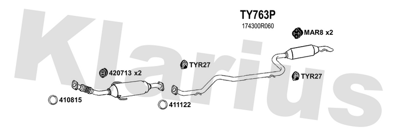 Klarius TY763P - Box With Tail Pipe  - Fits Toyota Avensis 2.0 D-4D