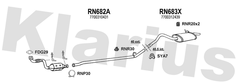 Klarius RN682A - Centre Pipe  - Fits Renault Kangoo 1.2i