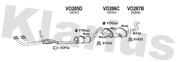 Klarius VO205D - Box With Centre Pipe  - Fits Volvo 960 3.0