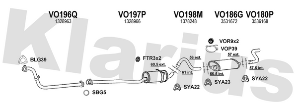 Klarius VO196Q - Front Pipe  - Fits Volvo 740 2.4TD
