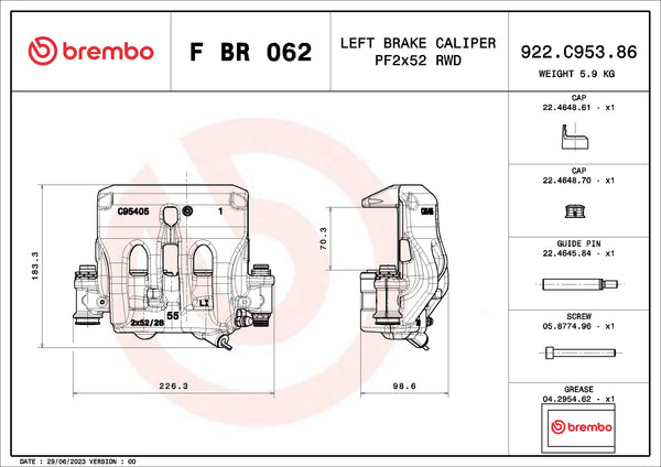 Brembo F BR 062 LCV brake calipers for commercial vehicles - FBR062