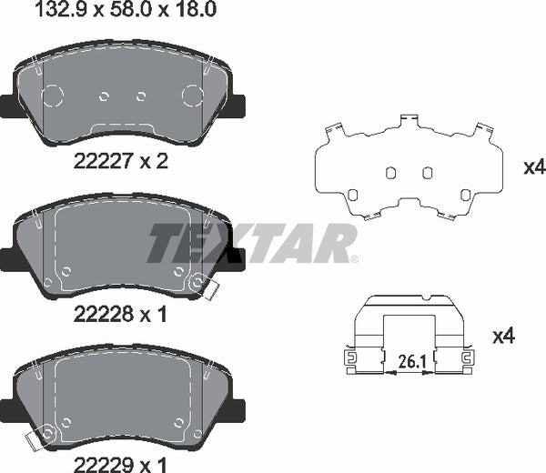 Textar Brake Pad Set - 2222701
