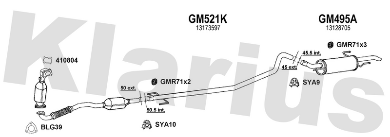 Klarius GM521K - Centre Pipe  - Fits Opel Astra G 1.7CDTi