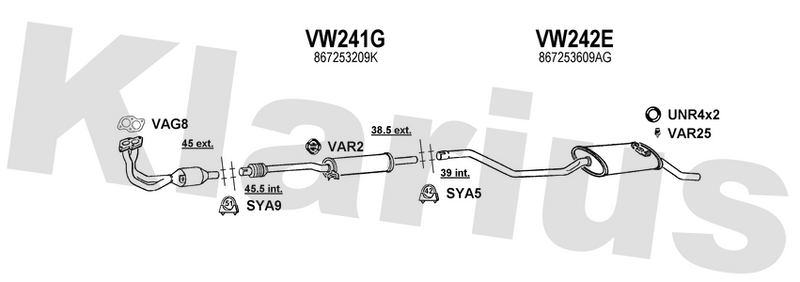Klarius VW241G - Box With Centre Pipe  - Fits Volkswagen Polo 1.0i