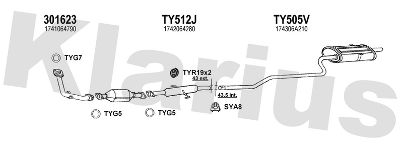 Klarius 301623 - Front Pipe For Cat  - Fits Toyota Corolla 2.0D