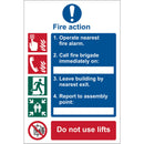 Draper Fire Action Procedure Sign PVC - 72154
