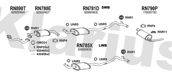 Klarius RN890T - Front Pipe  - Fits Renault Trafic 2.1D