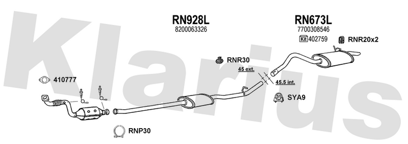 Klarius RN928L - Box With Centre Pipe  - Fits Renault Kangoo 1.2i