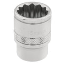 Draper Expert 15mm 12point Socket 3/8DR-Pckd - 32778