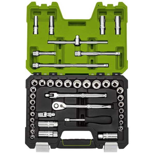 Draper Expert MM/AF Combined Socket Set, 3/8" Sq Dr, Green (41 Piece)