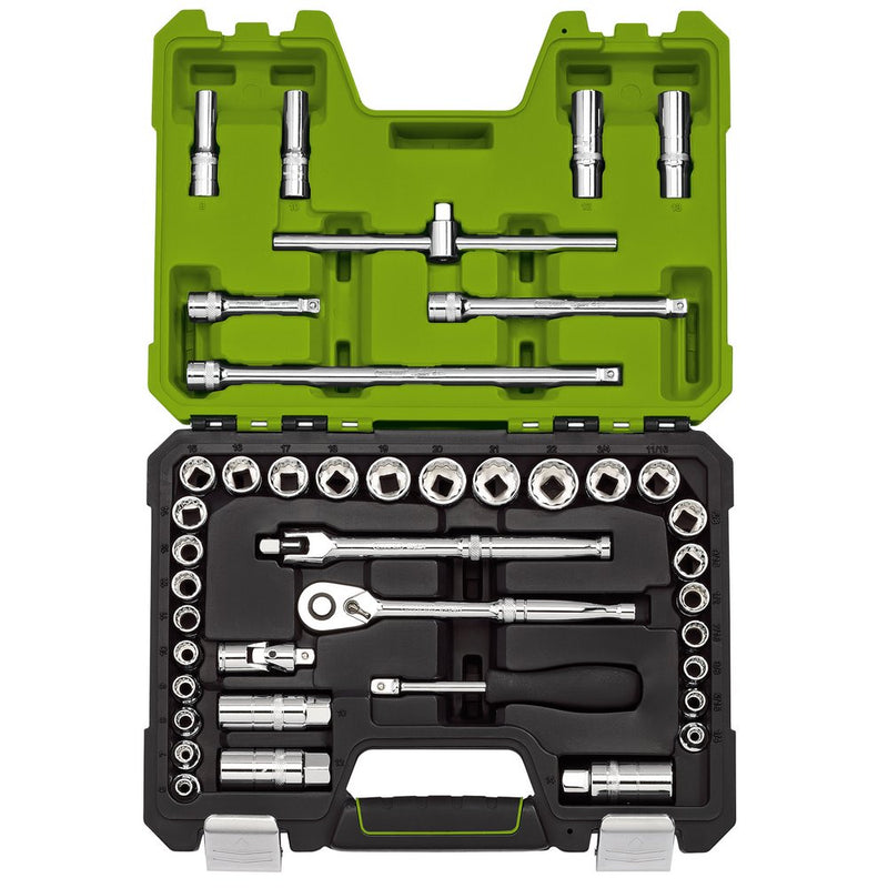 Draper Expert MM/AF Combined Socket Set, 3/8" Sq Dr, Green (41 Piece)