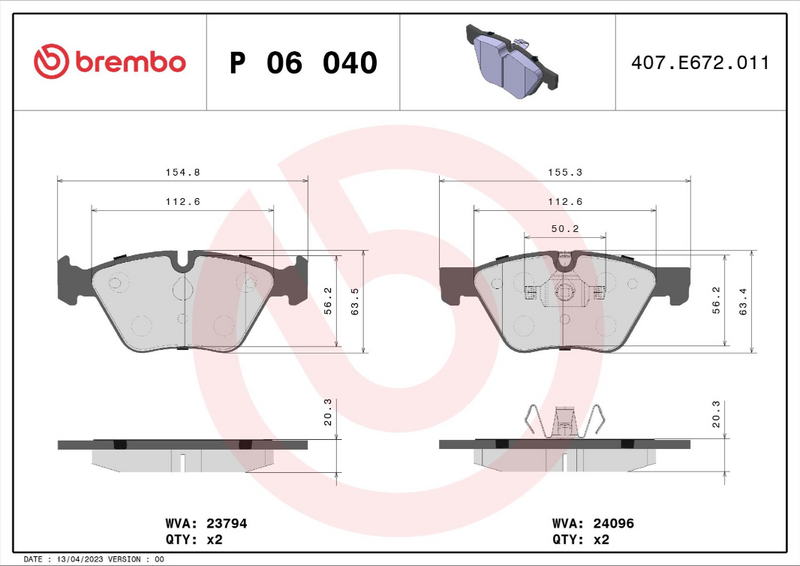 Brembo Brake Pad Set - P06040