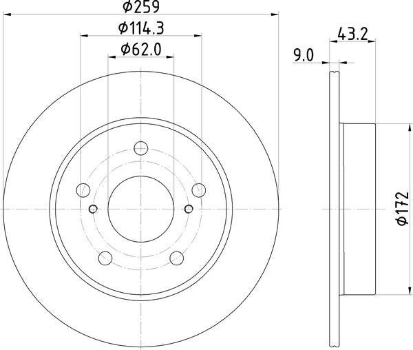 Mintex Brake Discs fits -Suzuki V366:5 MDC2908C (also fits other vehicles)