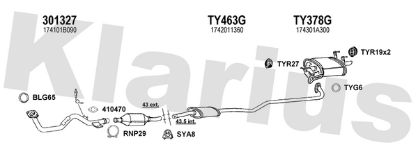 Klarius 301327 - Front Pipe For Cat  - Fits Toyota Corolla 1.3i
