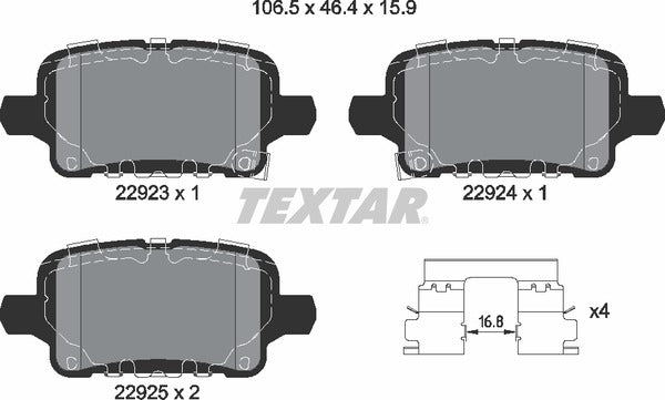 Textar Brake Pad Set - 2292301