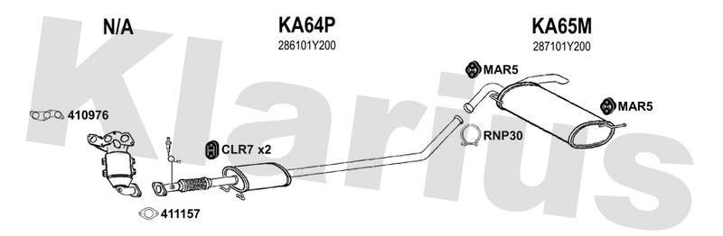 Klarius KA64P - Box With Centre Pipe  - Fits Kia Picanto 1.0