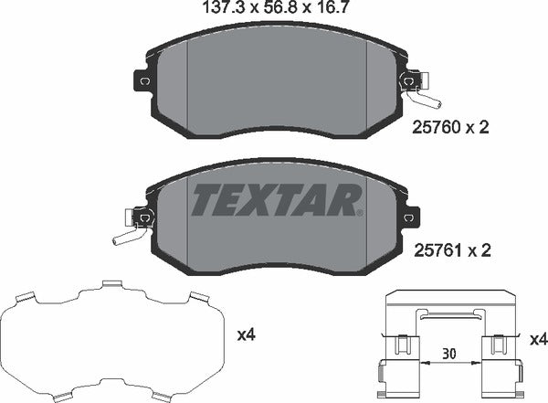 Textar Brake Pad Set - 2576001