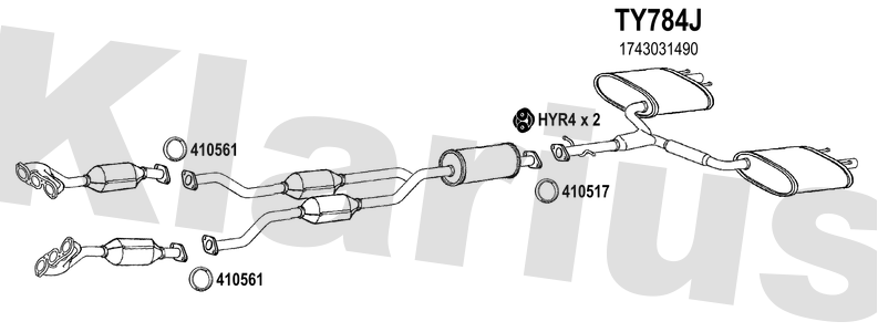 Klarius TY784J - Box With Tail Pipe  - Fits Lexus IS250 II 2.5