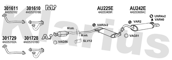 Klarius 301611 - Front Pipe For Cat  - Fits Audi 100 2.6,2.8E