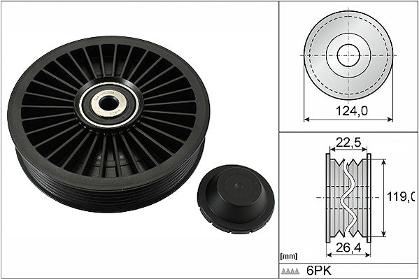 INA Deflection/Guide Pulley - V-Ribbed Belt - Part No - 532024210