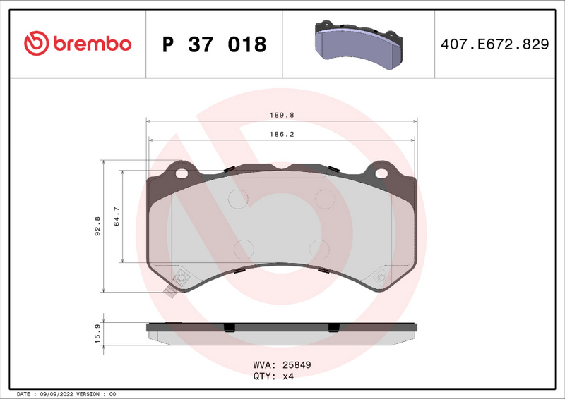 Brembo Brake Pad Set - P37018