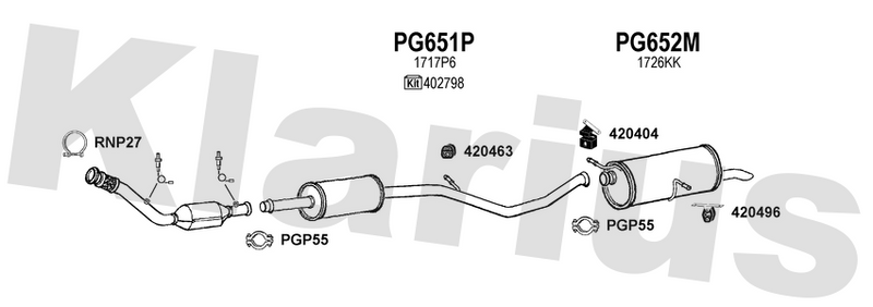 Klarius PG651P - Box With Centre Pipe  - Fits Citroen C4 2.0i