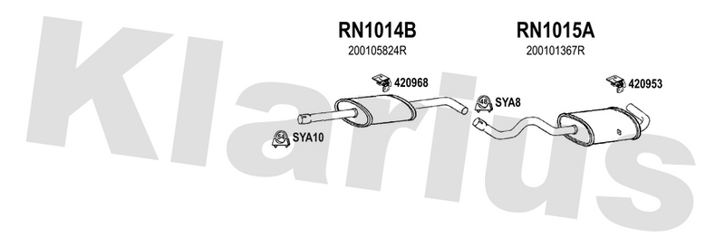 Klarius RN1014B - Box With Centre Pipe  - Fits Renault Megane III 1.6