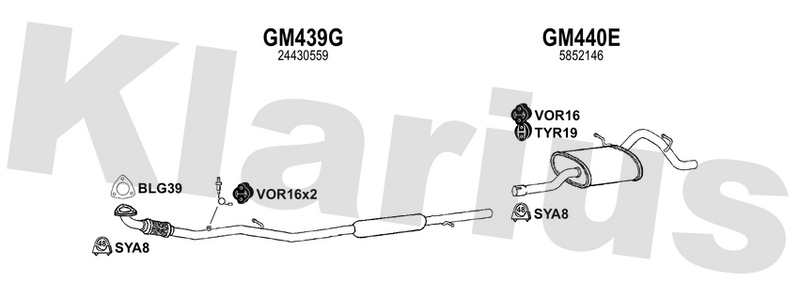 Klarius GM439G - Box With Centre Pipe  - Fits Opel Agila 1.2i