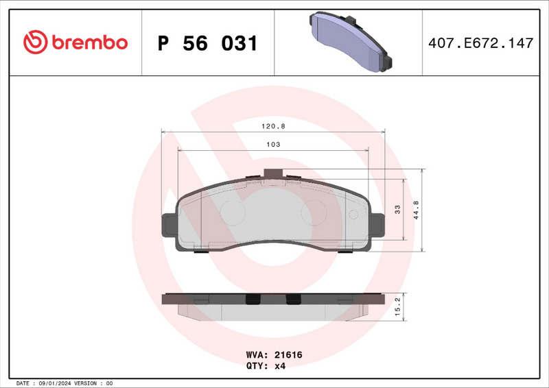 Brembo Brake Pad Set - P56031