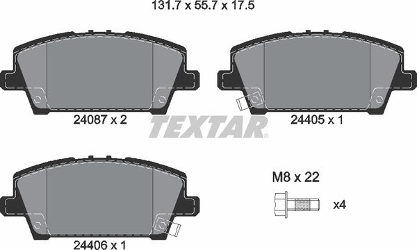 Honda, Brake Pad Set - Textar 24087012449602