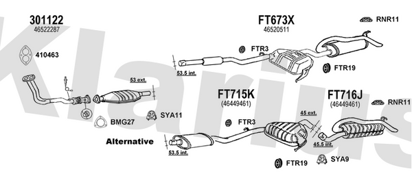 Klarius 301122 - Front Pipe For Cat  - Fits Fiat Brava 1.6i