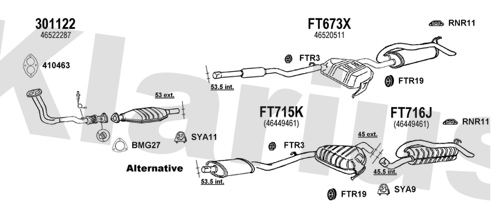Klarius 301122 - Front Pipe For Cat  - Fits Fiat Brava 1.6i