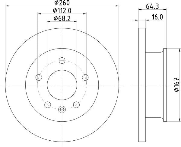 Mintex Brake Discs fits -Volkswagen S295:4 MDC912 (also fits other vehicles)