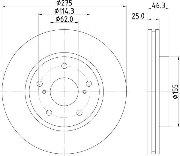 Mintex Brake Discs fits - V316:5 MDC2285 (also fits other vehicles)